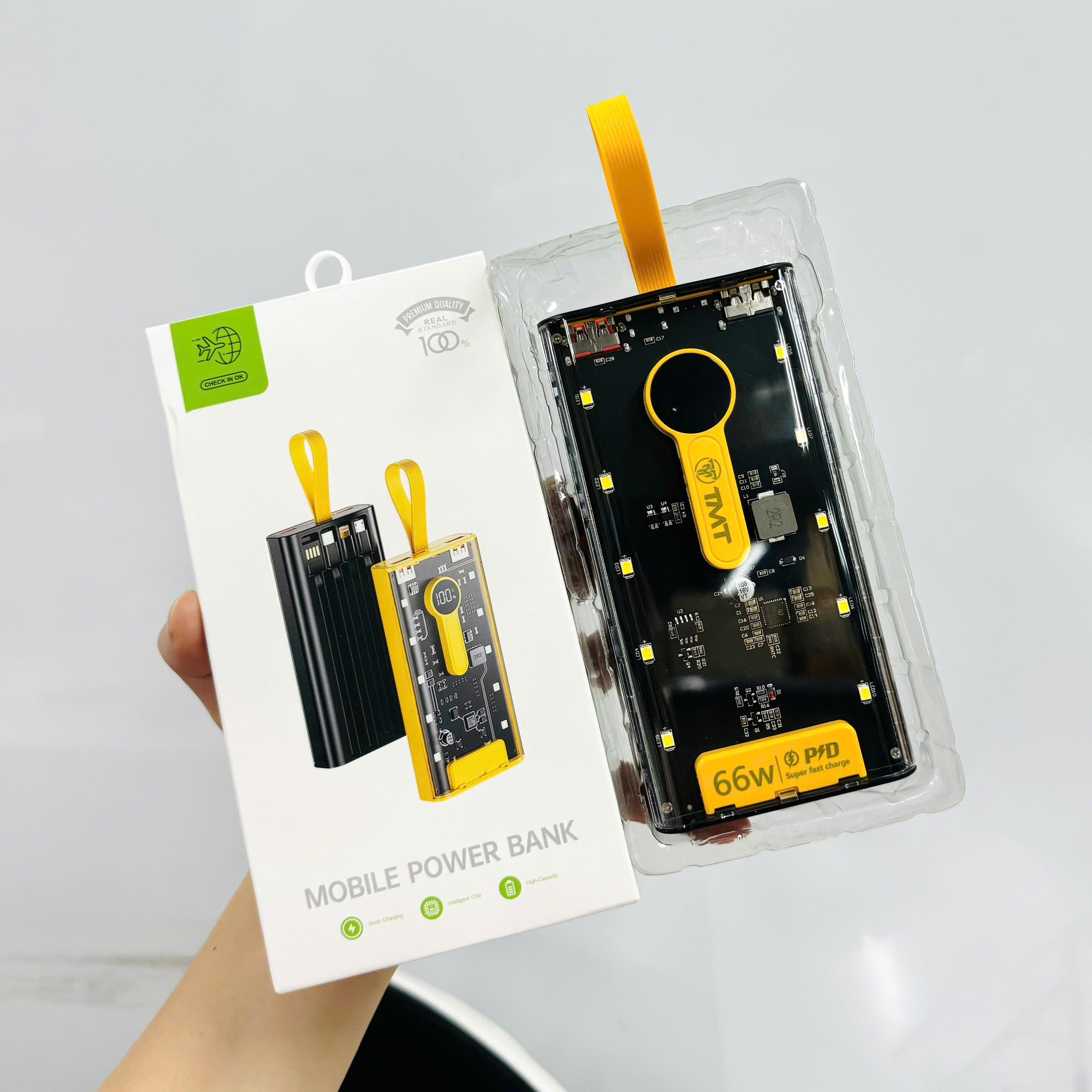 Sạc dự phòng trong suốt TMT SP04 10.000mah sạc nhanh 66w