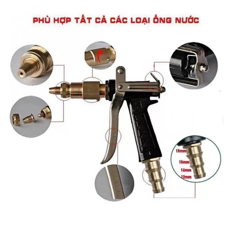 Súng Xịt Rửa Xe Nước Áp Lực Cao (Màu Đen)