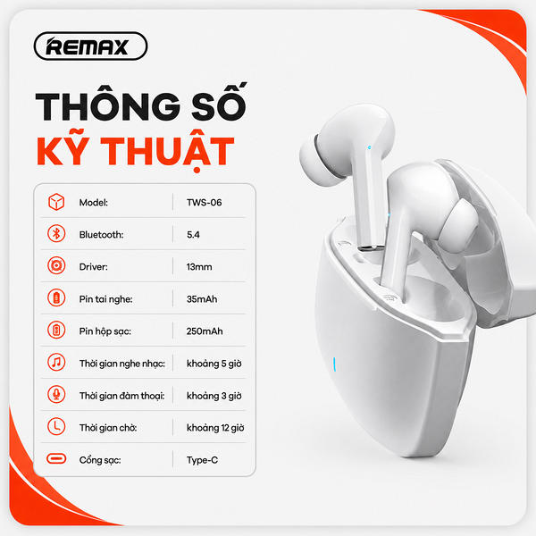 Tai Nghe Bluetooth Remax TWS-06.