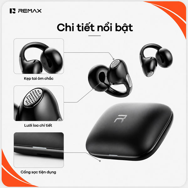 Tai Nghe Bluetooth Remax OWS-26.  đen