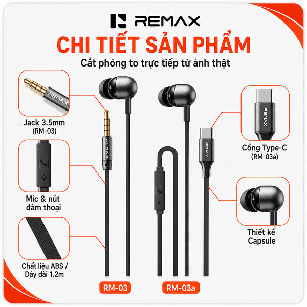 Tai nghe dây đầu TypeC Remax RM-03a