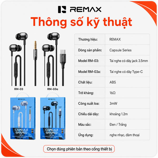 Tai nghe dây đầu TypeC Remax RM-03a