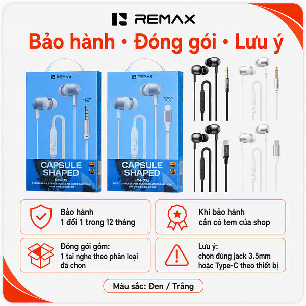Tai nghe dây đầu TypeC Remax RM-03a
