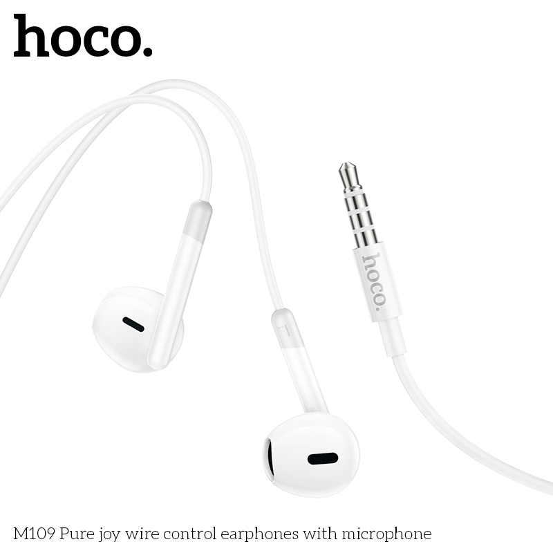 Tai nghe dây đầu tròn Hoco M109 3.5 trắng