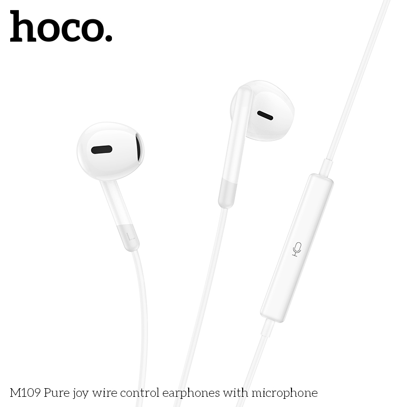 Tai nghe dây đầu tròn Hoco M109 3.5 trắng