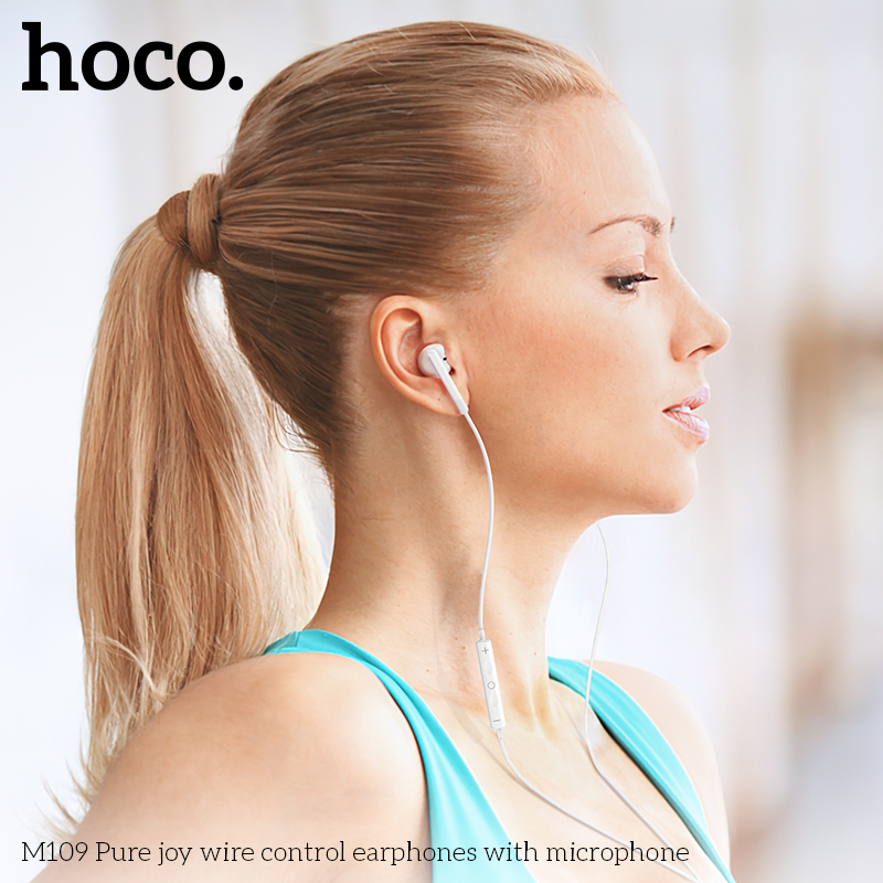 Tai nghe dây đầu tròn Hoco M109 3.5 trắng