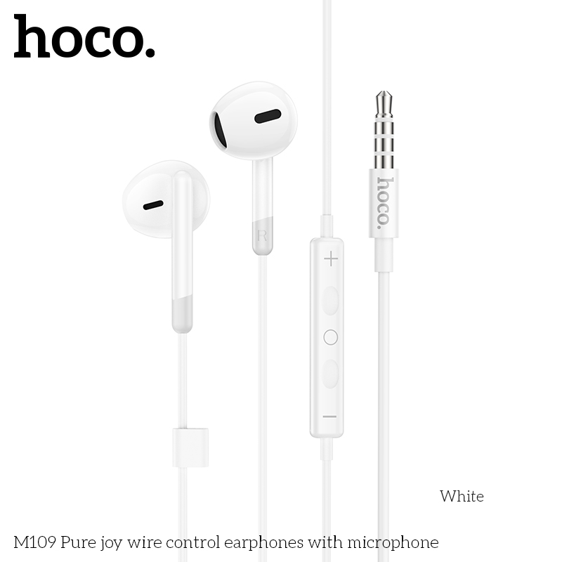 Tai nghe dây đầu tròn Hoco M109 3.5 trắng