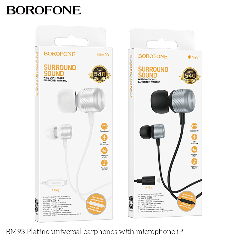 Tai nghe dây Borofone BM93 Đầu Lighting - Đầu Lighting