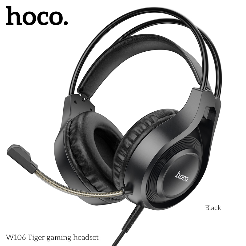 Tai nghe chụp tai bluetooth Hoco W106 gaming có đầu chuyển cắm máy tính bàn
