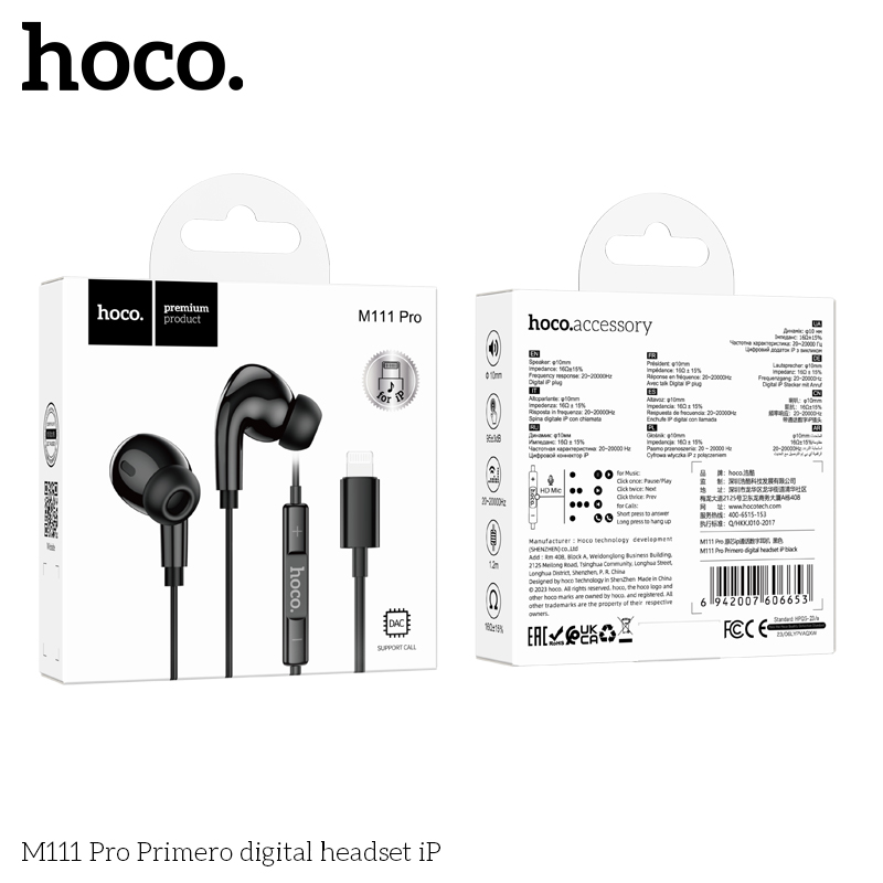 Tai nghe dây đầu Lighting Hoco M111 Pro