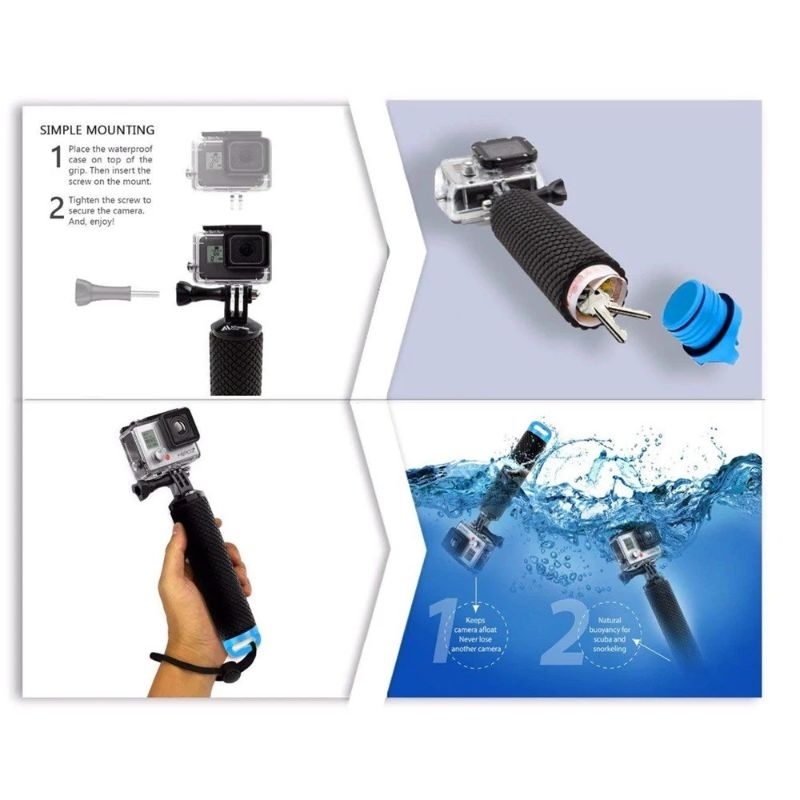 Gậy Tay Cầm Phao Nổi Gậy Selfie Dưới Nước Cho GoPro, camera thể thao