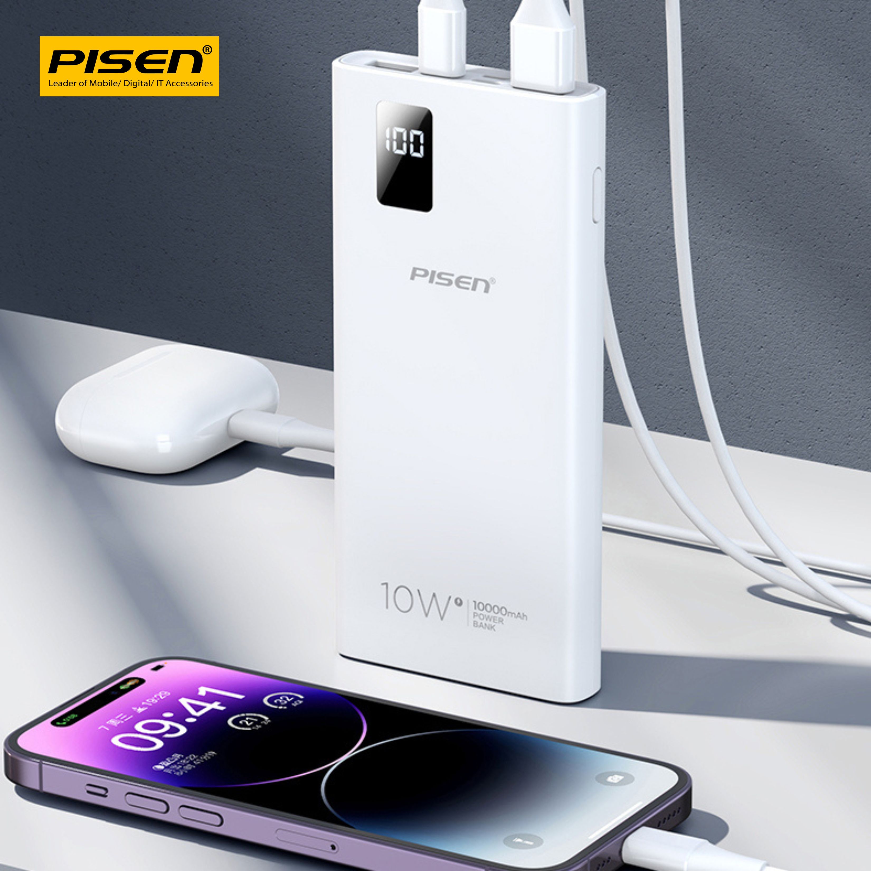 Sạc dự phòng Pisen CY-DY02 Digital 123-A 10000mAh Trọng Phú Mobile