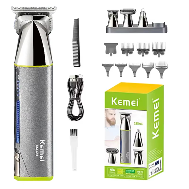 Tông Đơ Cắt Tóc Cạo Râu Tỉa Mũi 5in1 Kemei KM-681