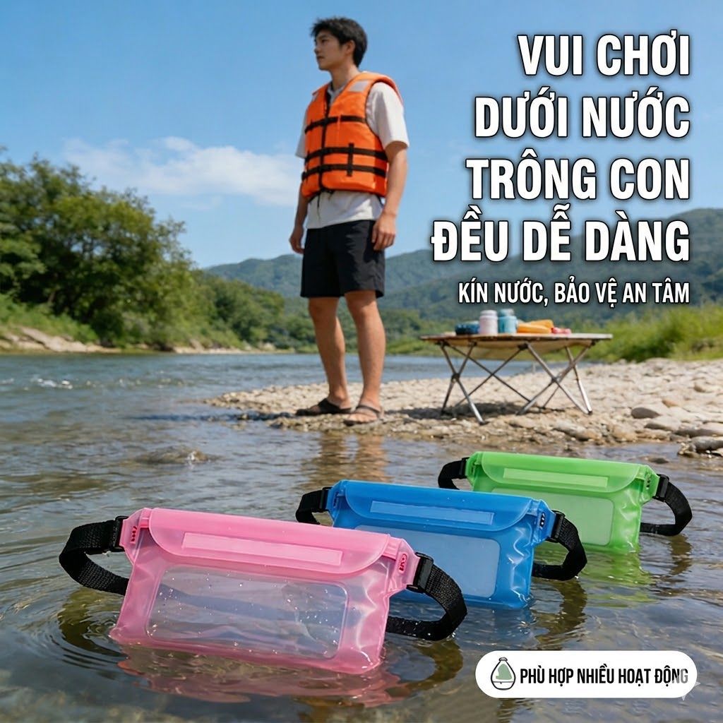 Túi đeo hông, bụng nhựa pvc trong suốt chống nước màu ngẫu nhiên / inbox