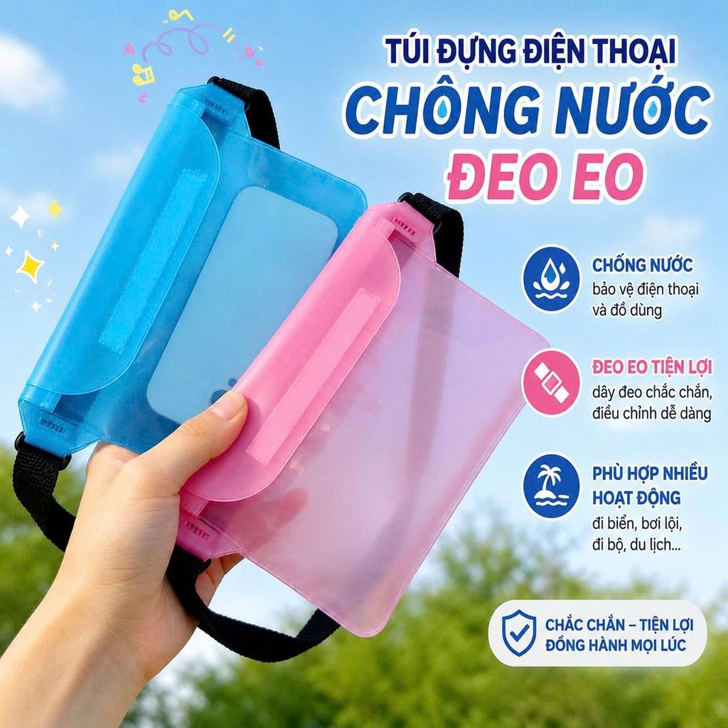 Túi đeo hông, bụng nhựa pvc trong suốt chống nước màu ngẫu nhiên / inbox
