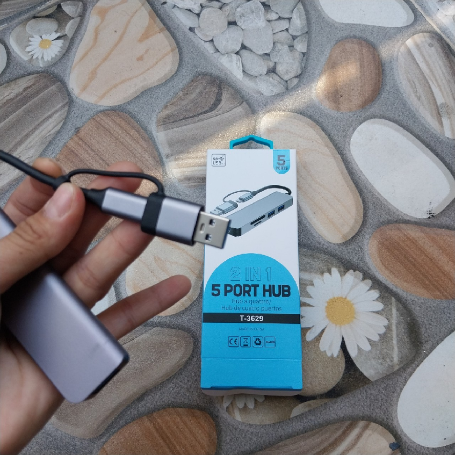 Hub Chuyển Và đọc Thẻ USB/TypeC Ra 3 USB + 2 đọc Thẻ T-3629
