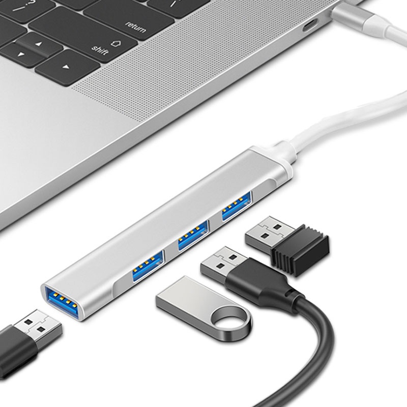 Cáp Chia TypeC Ra 4 Cổng USB 3.0 Trắng Vỏ Nhôm