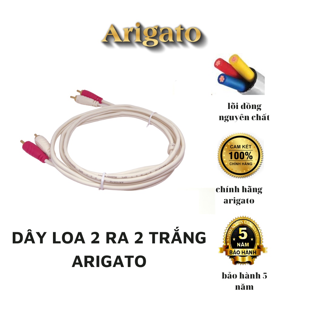 Cáp loa AV 2 ra 2 đầu bông sen Arigato 1,8m