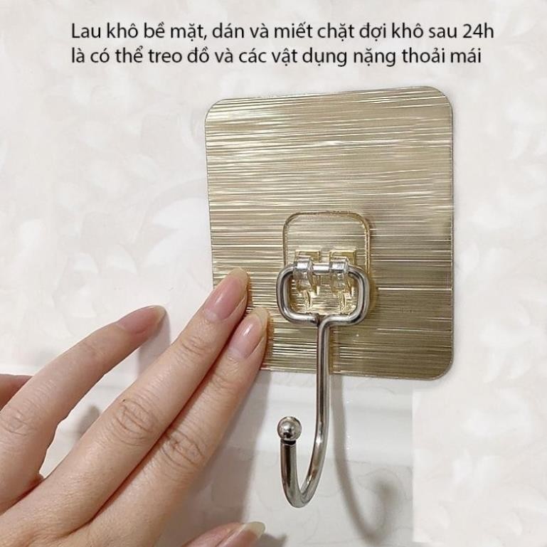 Móc Dán Tường 10 cái Chịu Lực 20kg Màu Trắng-Vàng Siêu Dính