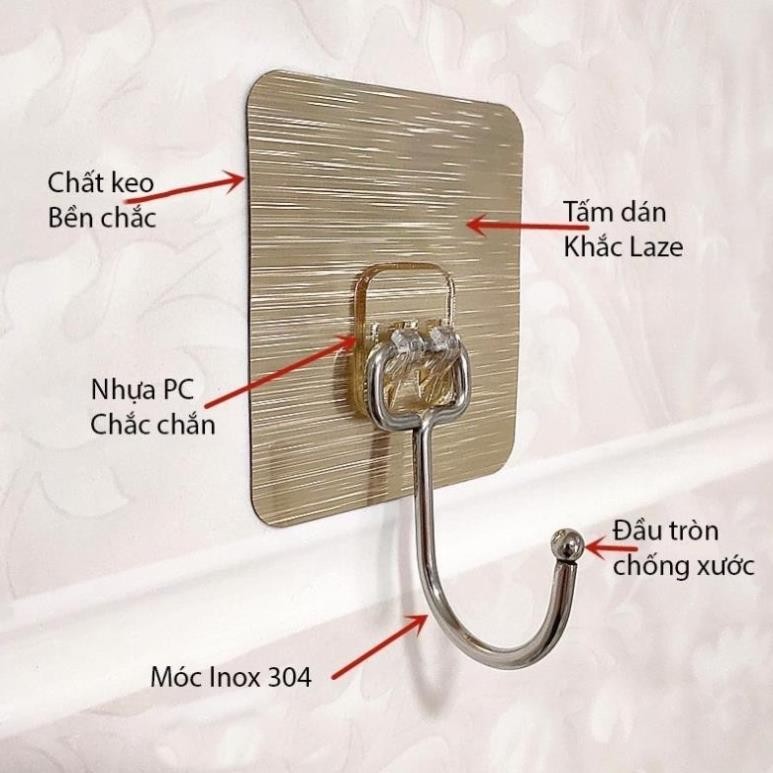 Móc Dán Tường 10 cái Chịu Lực 20kg Màu Trắng-Vàng Siêu Dính