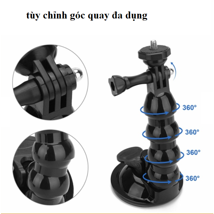 Kệ ô tô đỡ điện thoại ZCG xoay linh hoạt, Điều Chỉnh Được Cho Gopro, cam hành trình, điện thoại