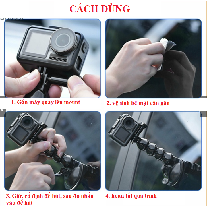 Kệ ô tô đỡ điện thoại ZCG xoay linh hoạt, Điều Chỉnh Được Cho Gopro, cam hành trình, điện thoại