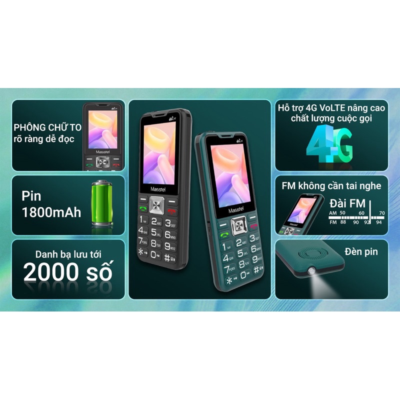 Điện thoại Masstel izi T6 4G - Sóng 4G chuẩn