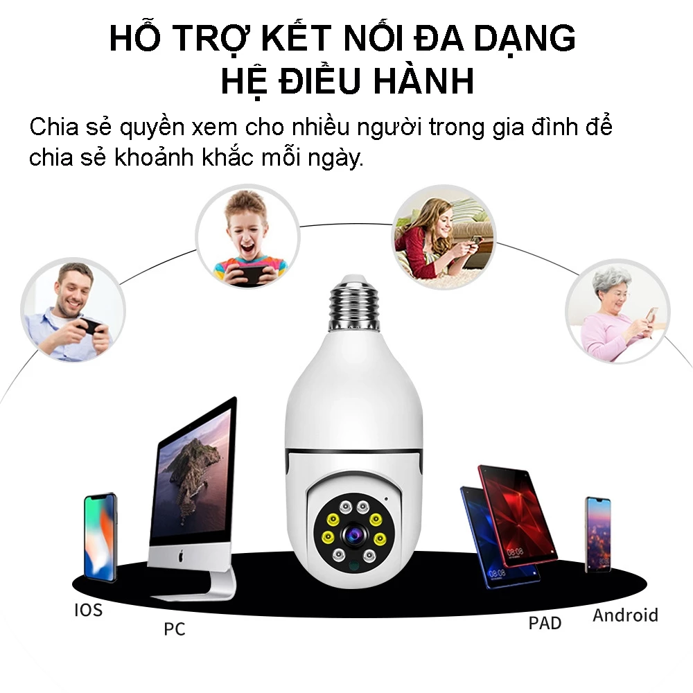 Camera Wifi Yoosee 8177 đuôi đèn trong nhà