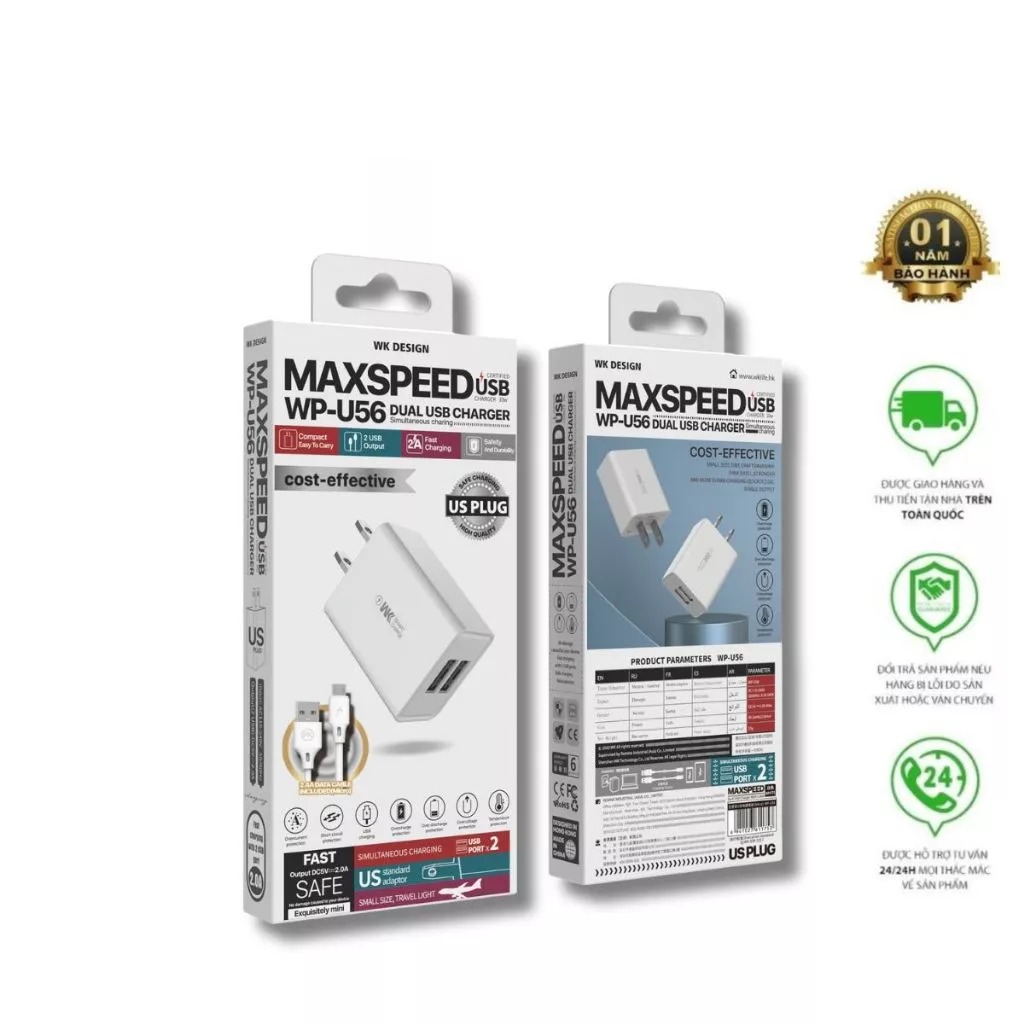 Bộ sạc Usb-Micro Wekome U56