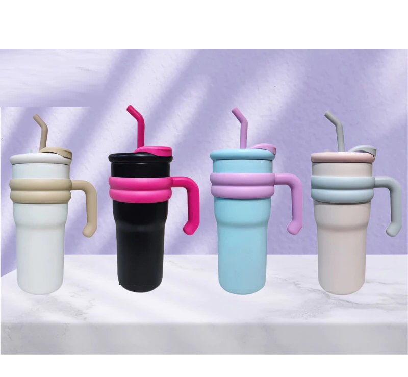 Ly nước giữ nhiệt Water Goblet trơn dán hình có quai cầm 700ml