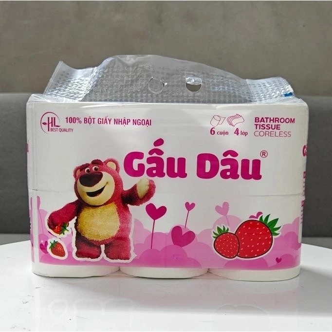 Khăn Giấy Gấu Dâu Lốc 6 Cuộn