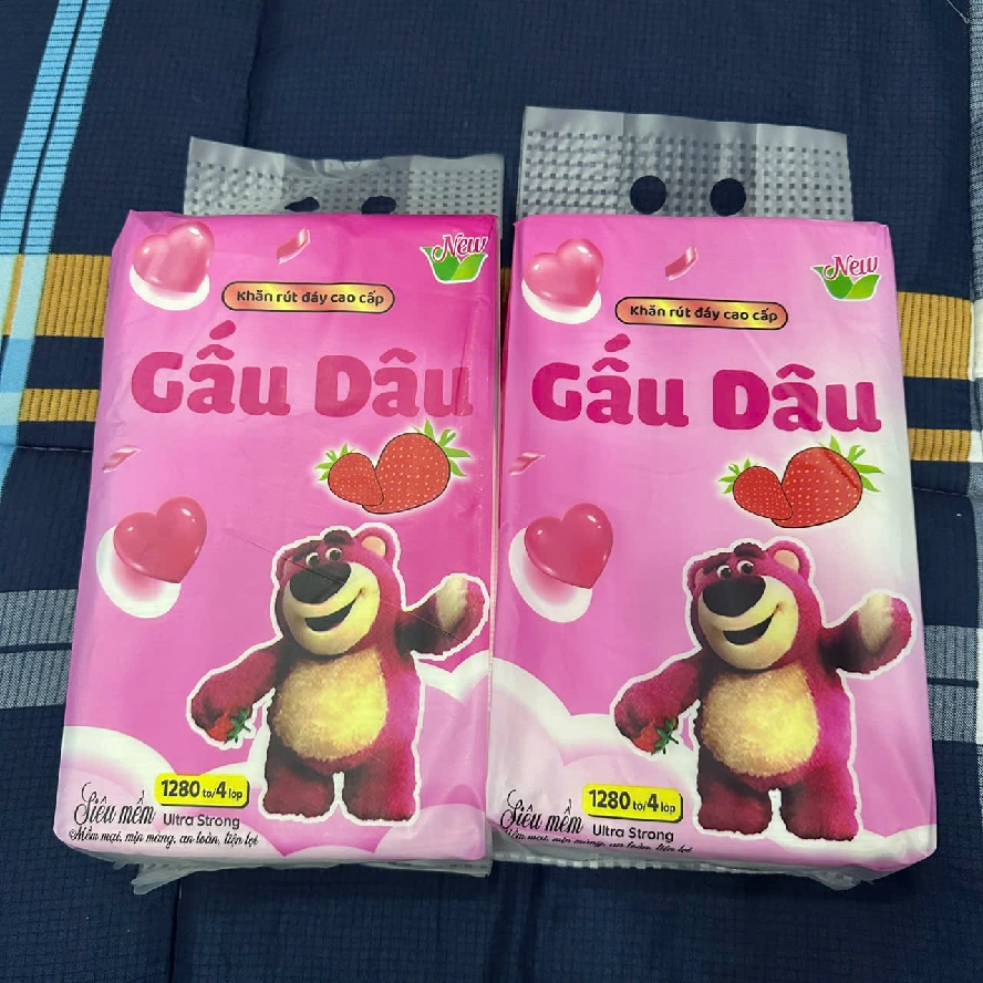 Khăn Giấy Rút Treo Tường Đa Năng Gấu Dâu Loại 500g