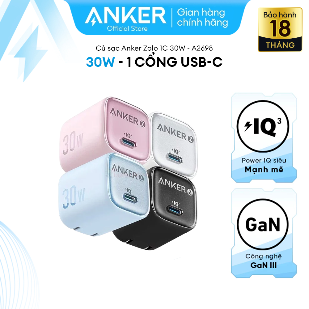Cốc sạc TypeC Anker Zolo 1C 30W_A2698111