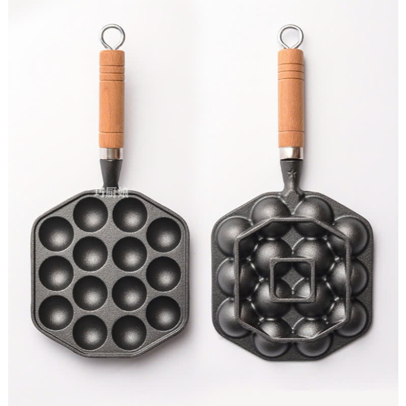 Chảo Takoyaki Chống Dính Gang Bạch Tuộc Thịt Viên 14 Lỗ..