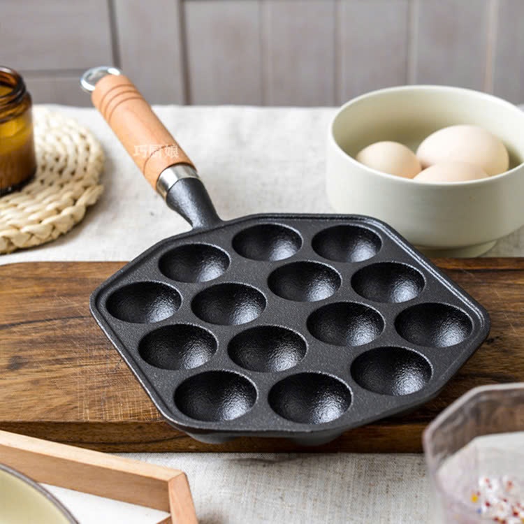 Chảo Takoyaki Chống Dính Gang Bạch Tuộc Thịt Viên 14 Lỗ..