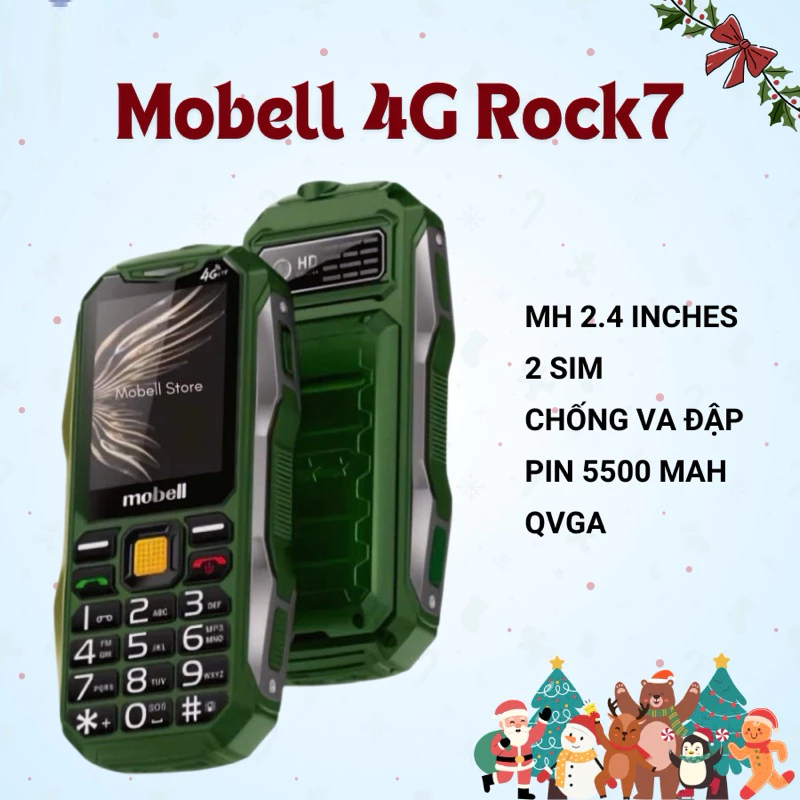 Điện thoại Mobell Rock 7 4G Kiêm sạc dự phòng pin 5500mah
