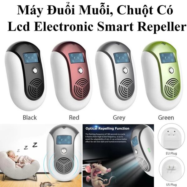 Máy Đuổi Chuột Gián Muỗi Ruồi Kiến Mối Côn Trùng Electronic Có LCD màu inbox hay ngãu nhiên