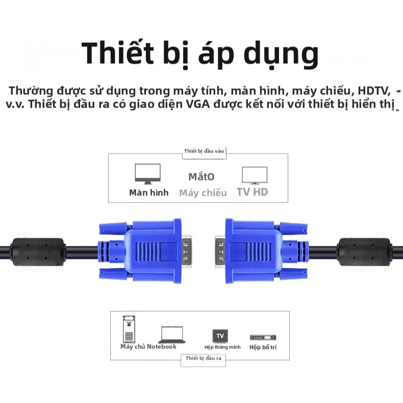 Cáp nối 2 đầu vga Arigato 1.5m trắng máy tính