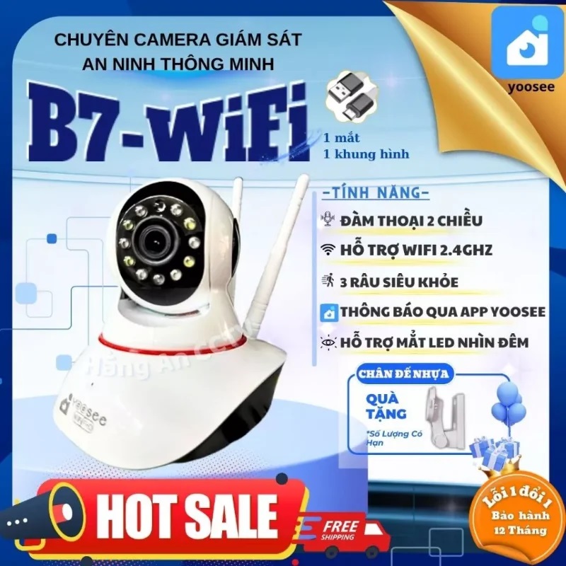 Camera Wifi Yoosee B7 5G 3 râu 5.0MPs trong nhà