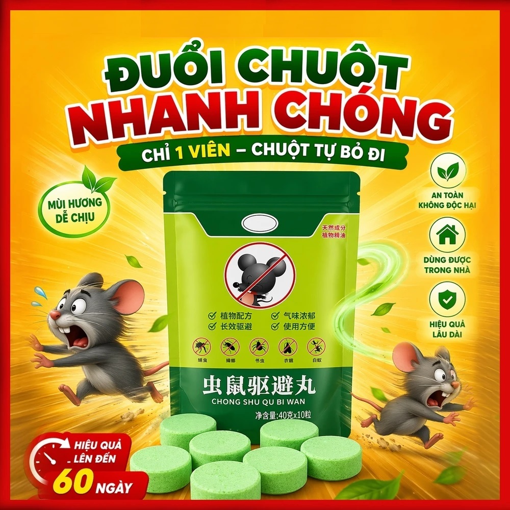 Gói 10 Viên Đuổi Chuột Thảo Mộc Dạng Nén.