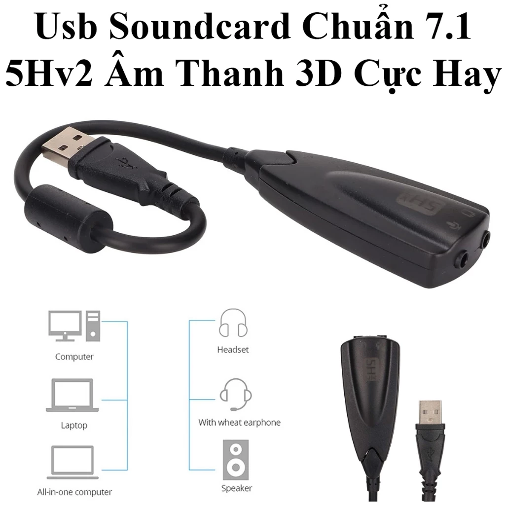 USB 2.0 ra Sound dây 7.1 5hv2 xịn