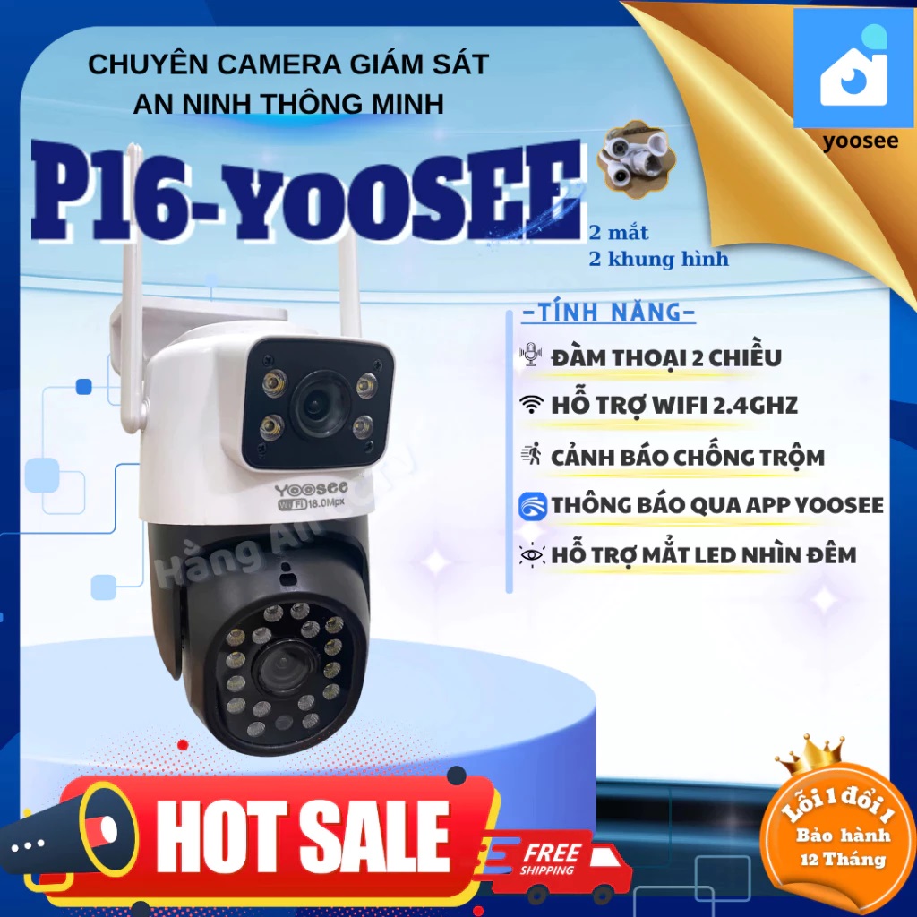 Camera Wifi Yoosee P16 2 mắt ngoài trời