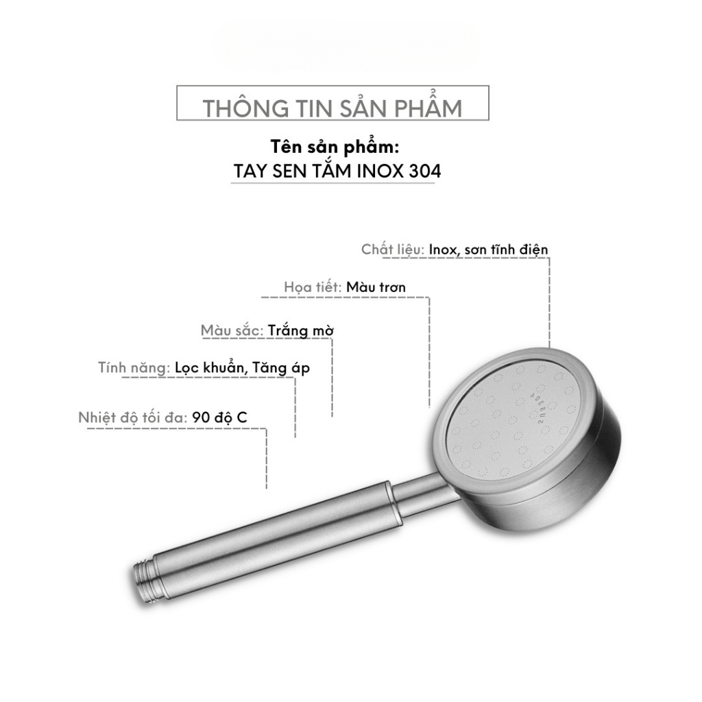 Vòi Sen Nhà Tắm INOX 304 Tăng Áp Lực Nước