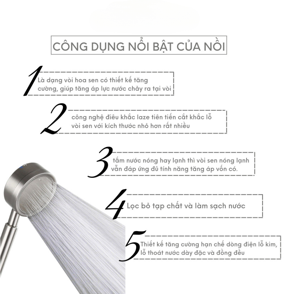 Vòi Sen Nhà Tắm INOX 304 Tăng Áp Lực Nước