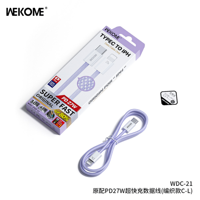Cáp sạc TypeC-Lighting Wekome WDC-21 27w