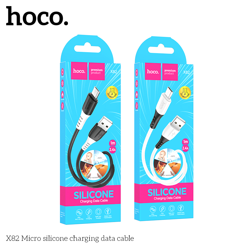Cáp sạc TypeC-Lighting Hoco silicone X82