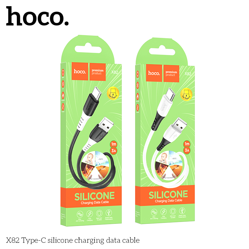 Cáp sạc TypeC-Lighting Hoco silicone X82