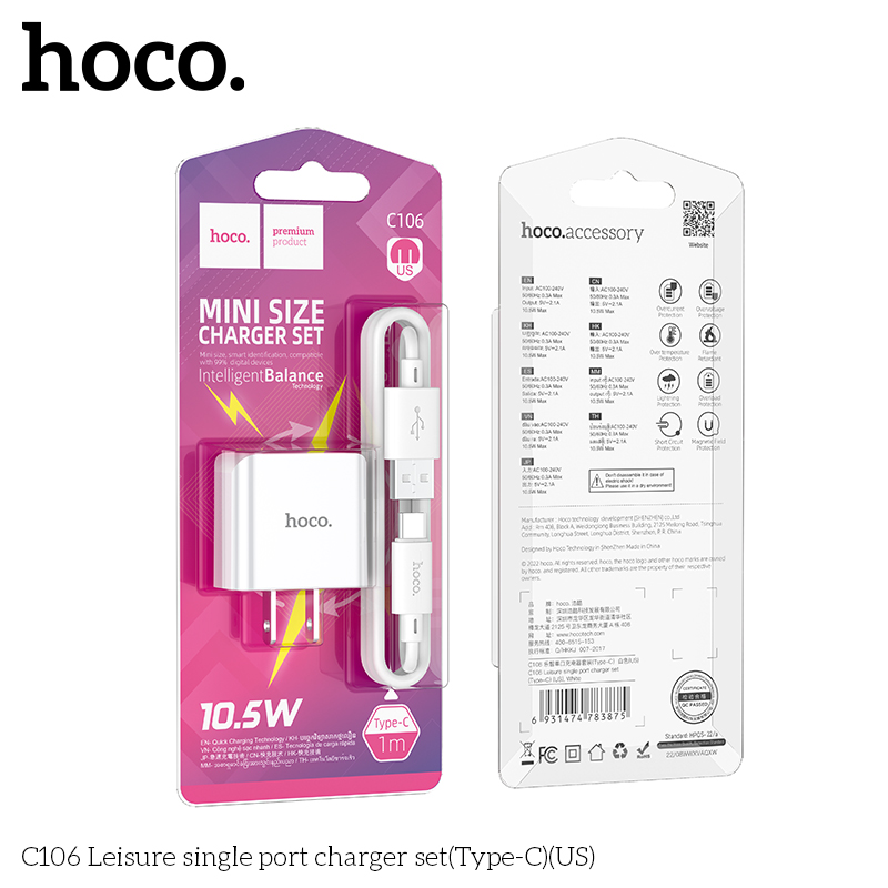 Bộ sạc Usb-TypeC Hoco C106