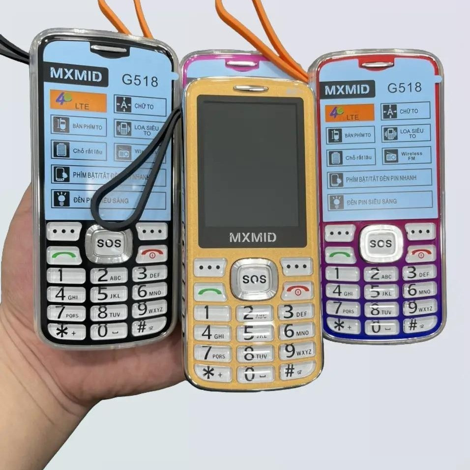 Điện thoại Người già MXMID G518 4G Bao cắt sóng - Sóng 4G chuẩn