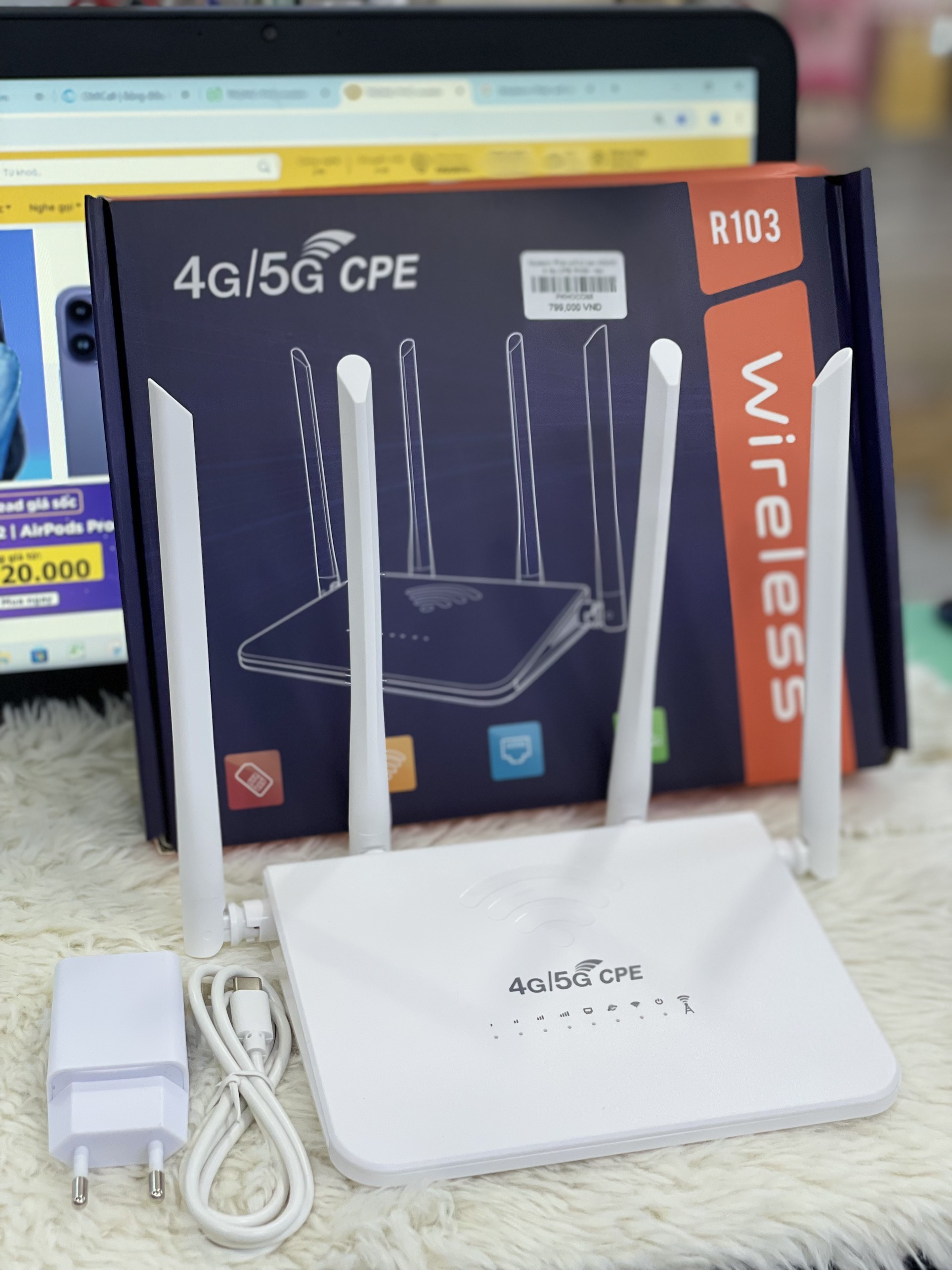 Cục modem Phát wifi từ sim 4G/5G 4 râu CPE R103 dạng Moderm